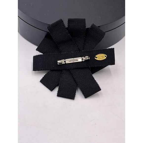 Chanel Authenticated COA Round Black Ribbon Pink Seed Bead Accent Rare Brooch - Picture 6 of 12